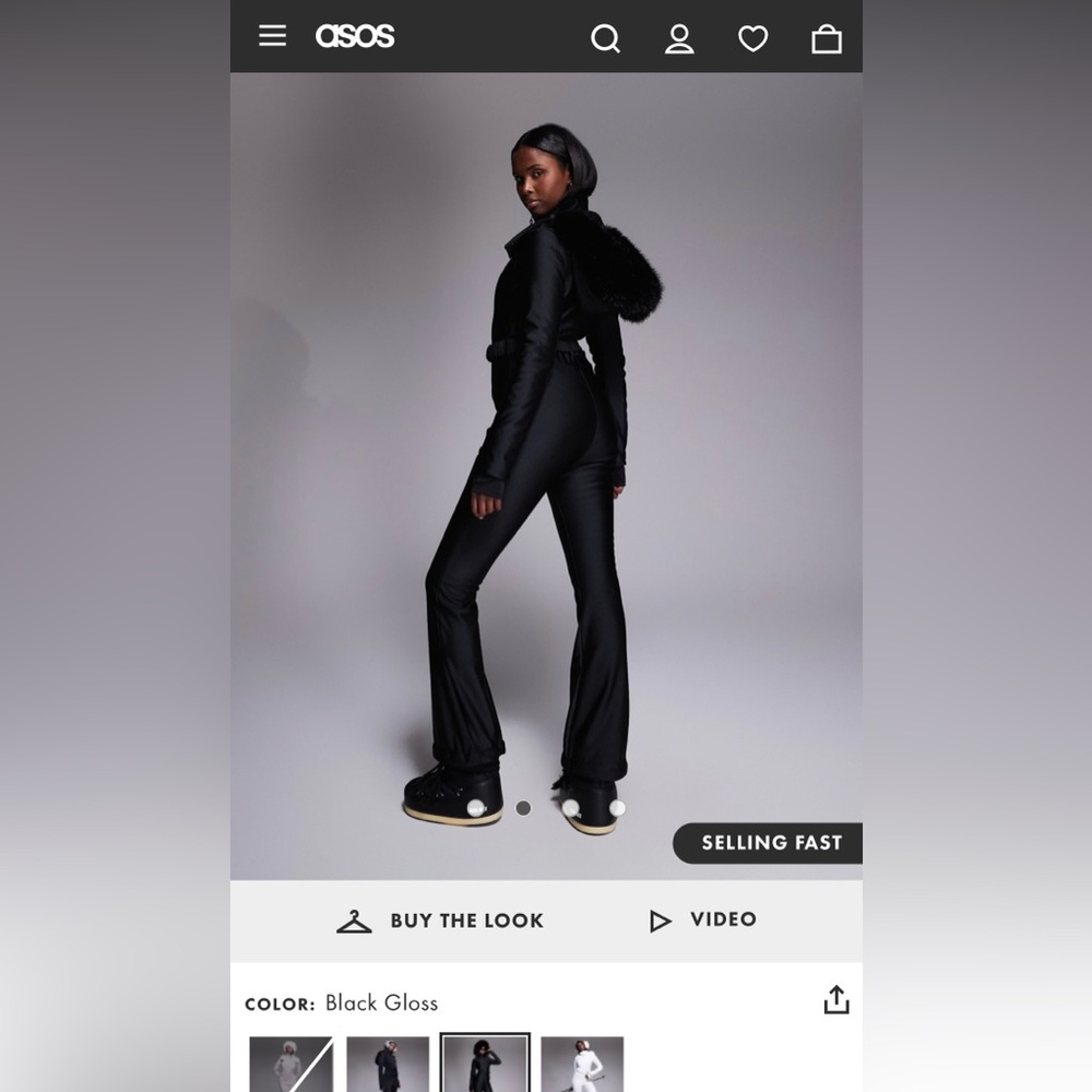 ASOS 4505 Ski & Snow Belted Slim Leg Fur Hood Ski Suit - Picture 11 of 13